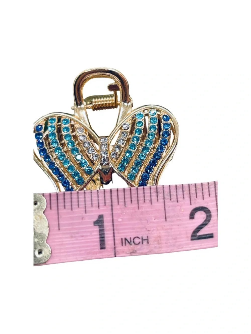Sparkling Gold and Blue Crystal Butterfly Hair Clip 2.0”FINAL PRICE DROP